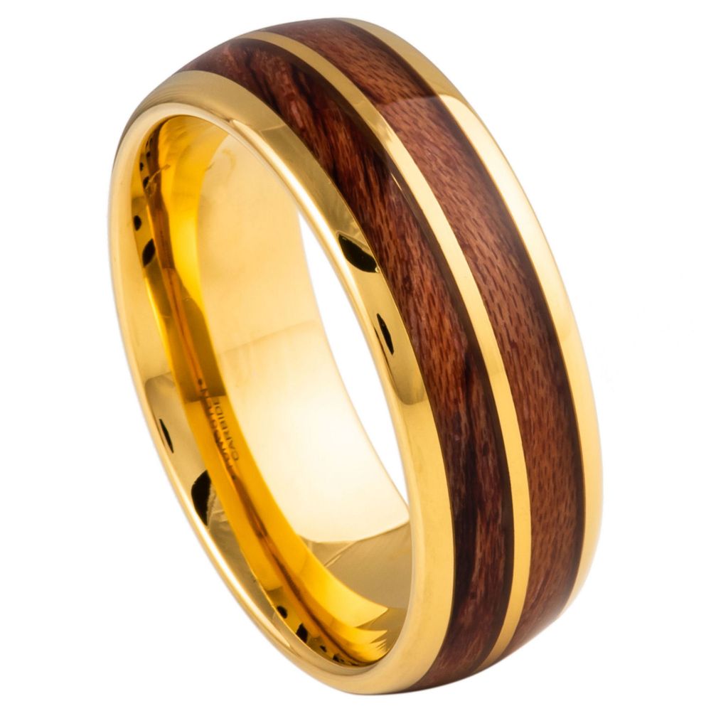 gold wood tungsten carbide ring