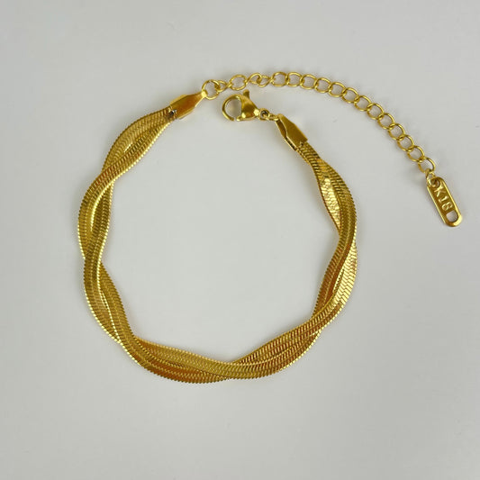 gold double layer snake bracelet