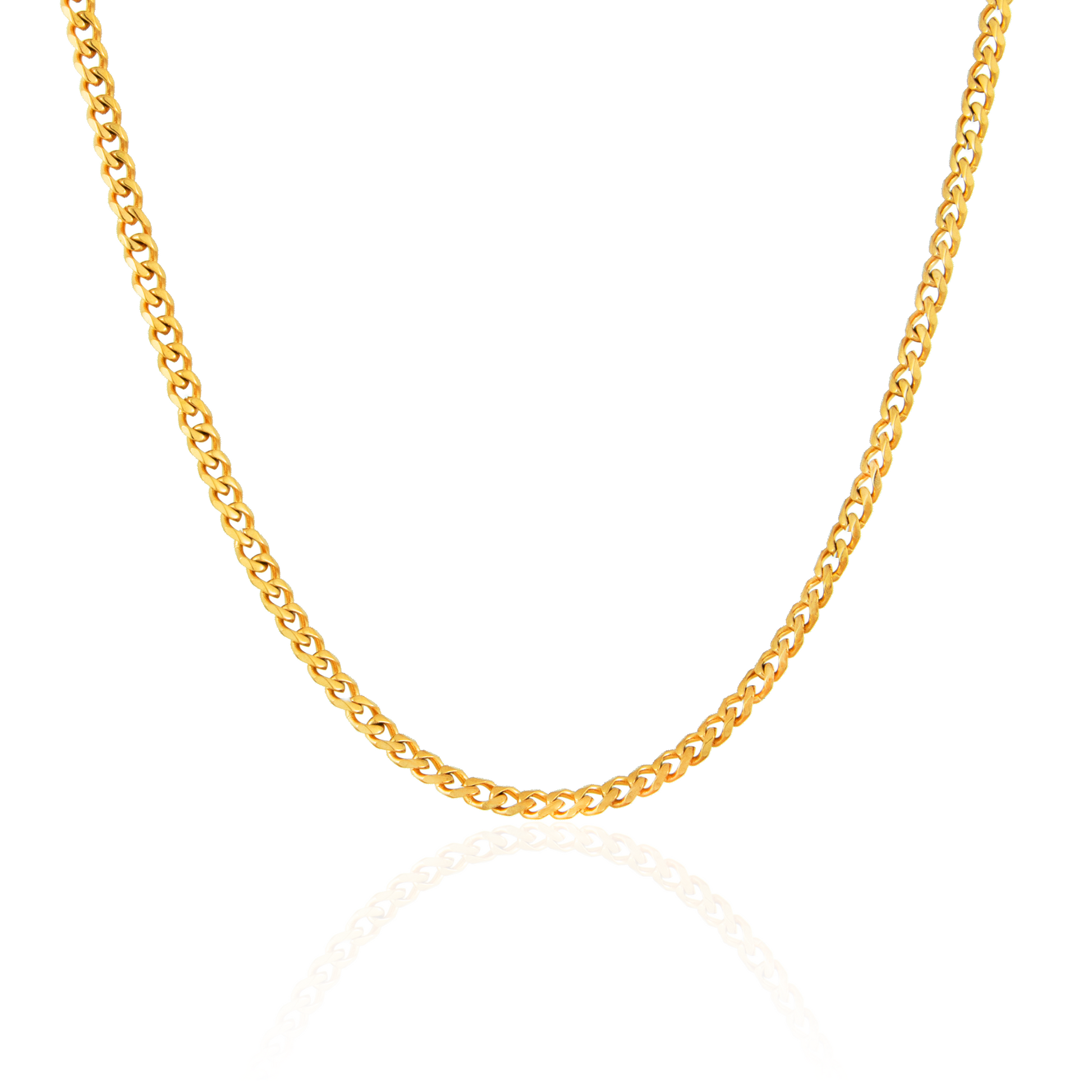 Gold 3mm Curb Chain Necklace