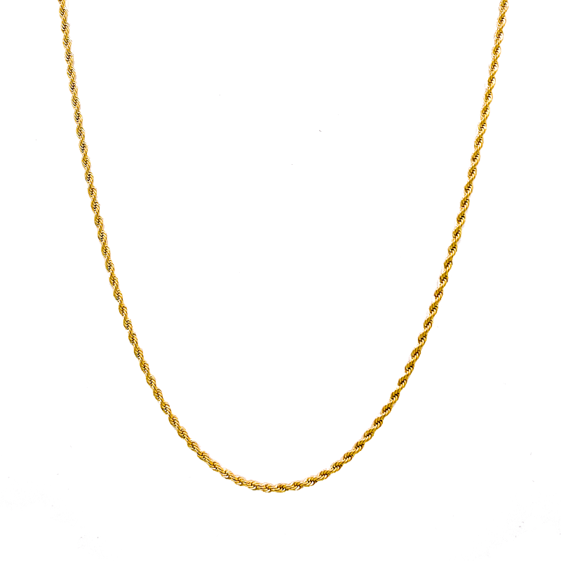 Gold 2mm Rope Chain Necklace