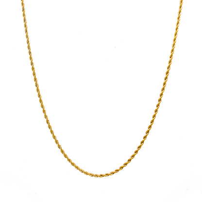 Gold 2mm Rope Chain Necklace