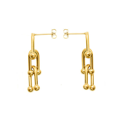 Gold U Link Earrings