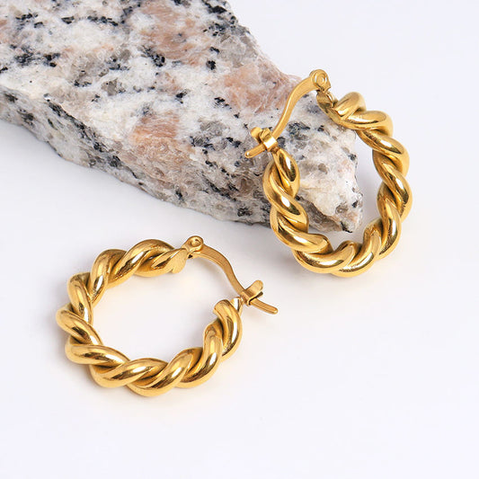 Gold Twist Hoop Earrings