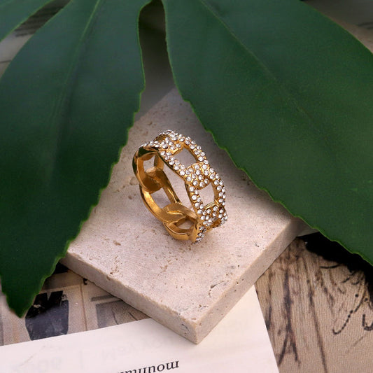 Gold White CZ Ring