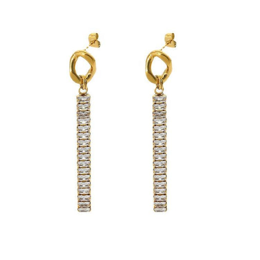 Diamond Gold Tassel Earrings