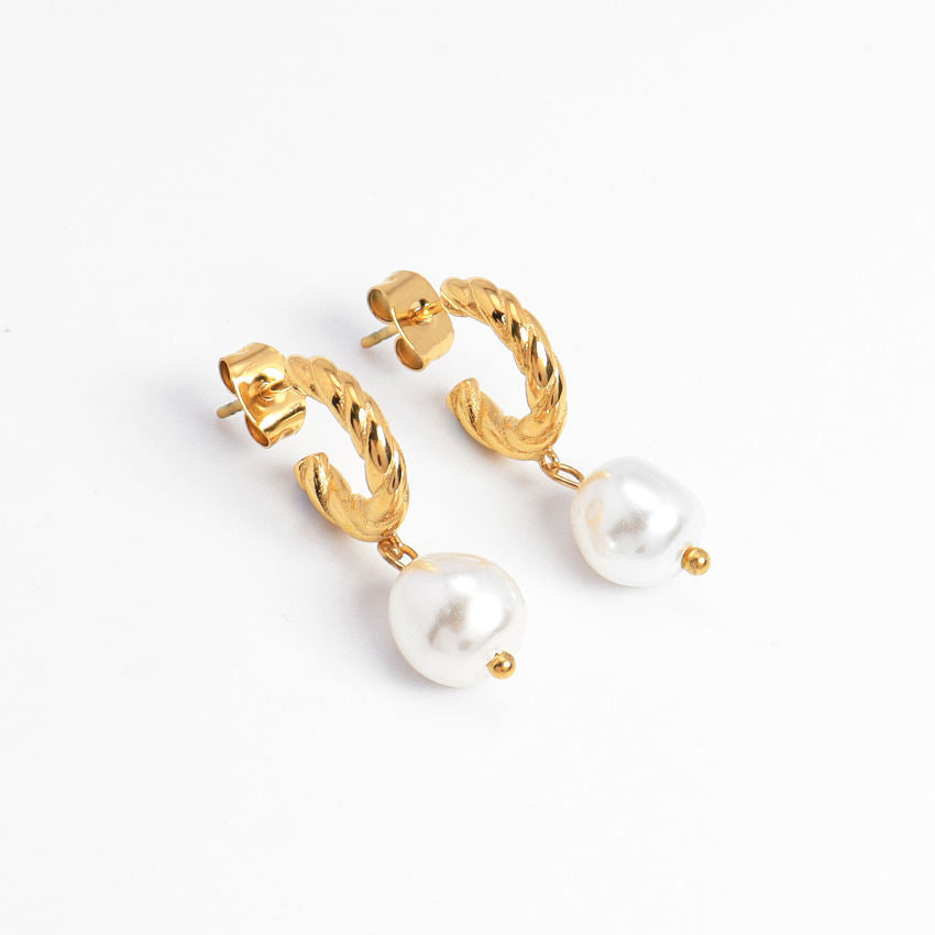 Gold Pearl Earrings